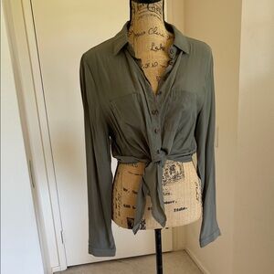 Chic Olive Button-Down Women's Shirt
